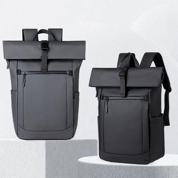 Geantă de laptop impermeabilă, exterior, cu design roll-top, spate din plasă respirabil, capacitate mare; potrivită pentru muncă, navetă și călătorii; compatibilă cu laptopuri de 14 inch.