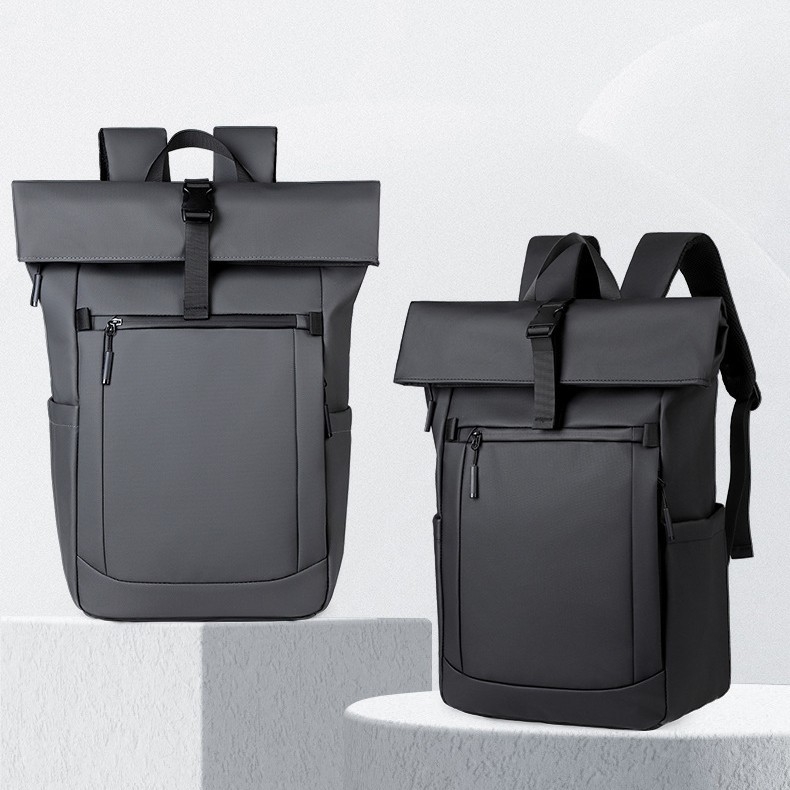 Geantă de laptop impermeabilă, exterior, cu design roll-top, spate din plasă respirabil, capacitate mare; potrivită pentru muncă, navetă și călătorii; compatibilă cu laptopuri de 14 inch.