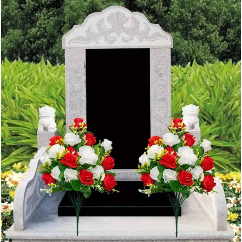 Umjetni cvjetovi za grobnicu – vanjski buket ruža za sahranu, lijepi sintetički cvjetovi, dugotrajno memorijalno cvijeće