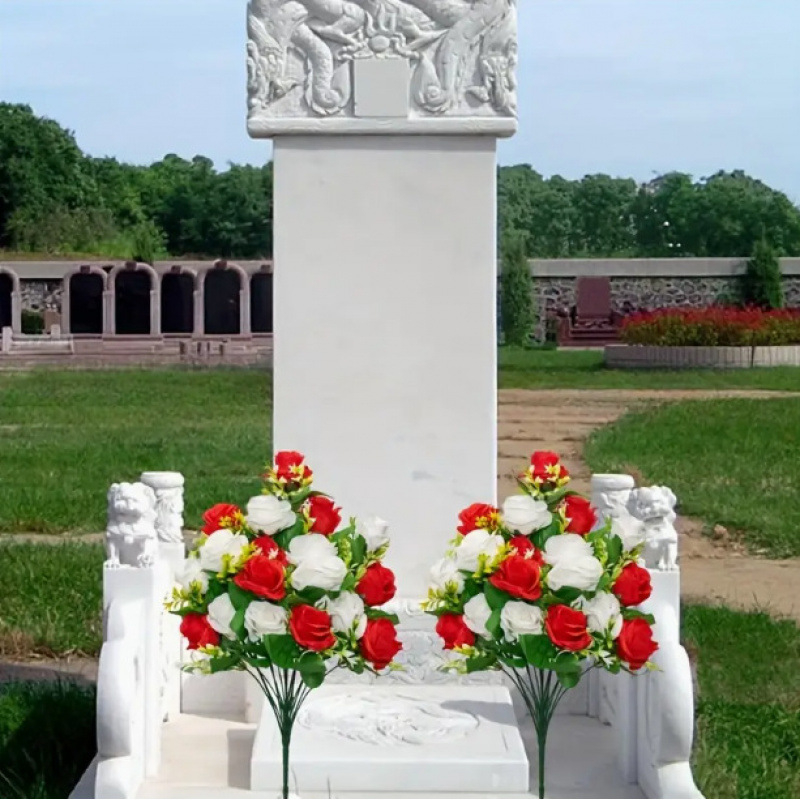 Umjetni cvjetovi za grobnicu – vanjski buket ruža za sahranu, lijepi sintetički cvjetovi, dugotrajno memorijalno cvijeće