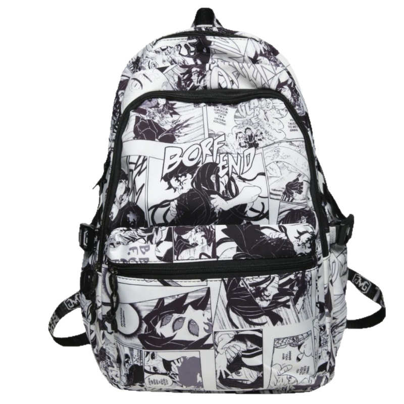 Graffiti ruksak s dizajnom crtića, unisex, 20-35 L, najlon, ulični stil, kompatibilan s 10-inčnim prijenosnim računalom