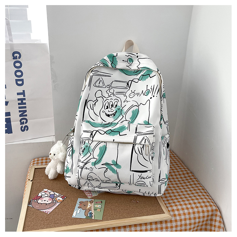 Graffiti mintás nylon hátizsák, uniszex, koreai stílusú, casual iskolai táska középiskolára és egyetemre