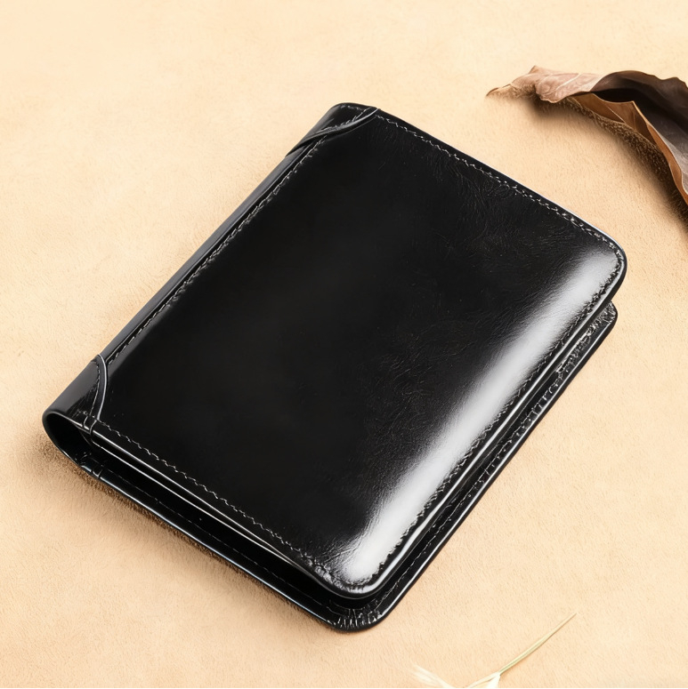 Portofel pentru carduri pentru bărbați, ultra-subțire, all-in-one, design scurt și compact, piele PU moale, mai multe buzunare pentru carduri