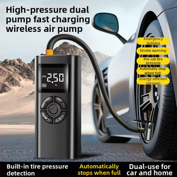 Chongqishi hordozható autógumi pumpa digitális kijelzővel, vezeték nélküli, újratölthető, 12V magasnyomású elektromos pumpa