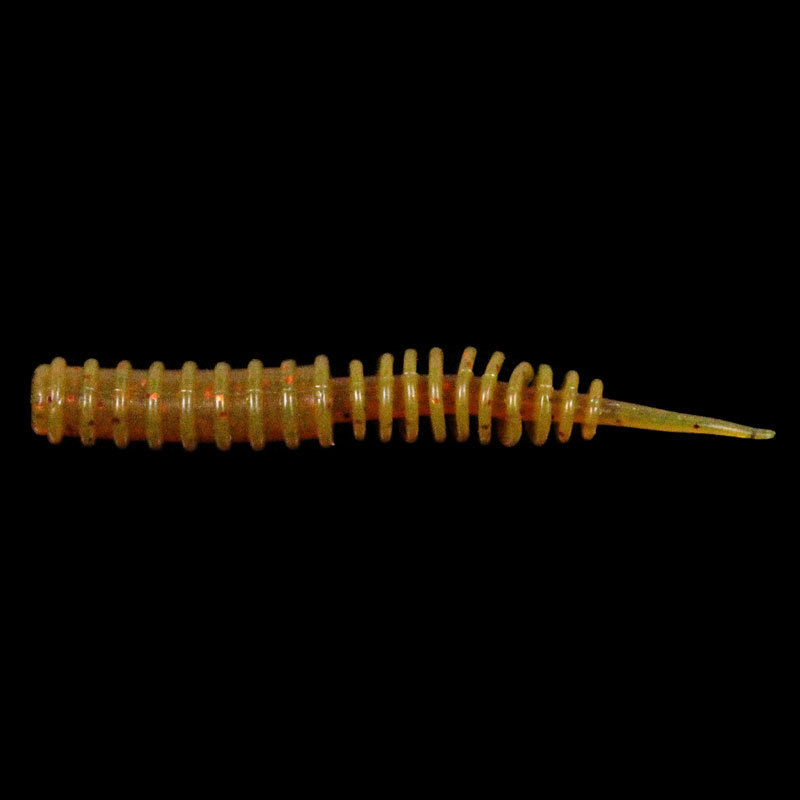 Tűfarokkal ellátott puha csali, bordázott, 6 cm vagy 11 cm hosszú, könnyed mozgású féreg, édesvízi csalihalas, egyszínű vagy kétszínű