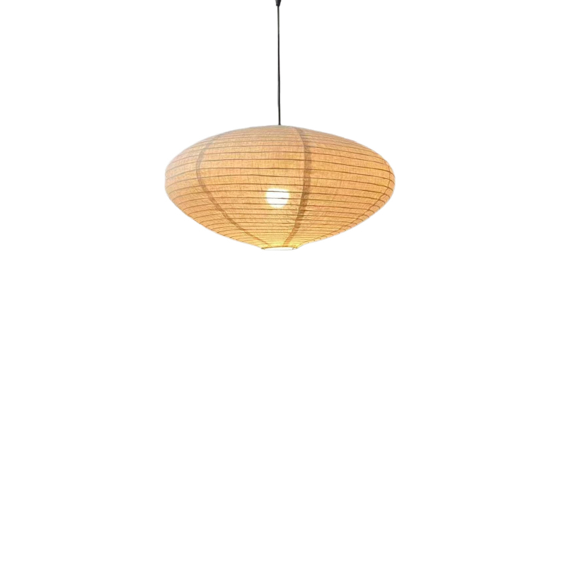 Noguchi Isamu Linen Pendant Light – Ιαπωνικό στυλ Wabi-Sabi για loft, τραπεζαρία και καθιστικό, κυκλική/οβάλ σκιά λαμπτήρα, ζεστό και ψυχρό φως