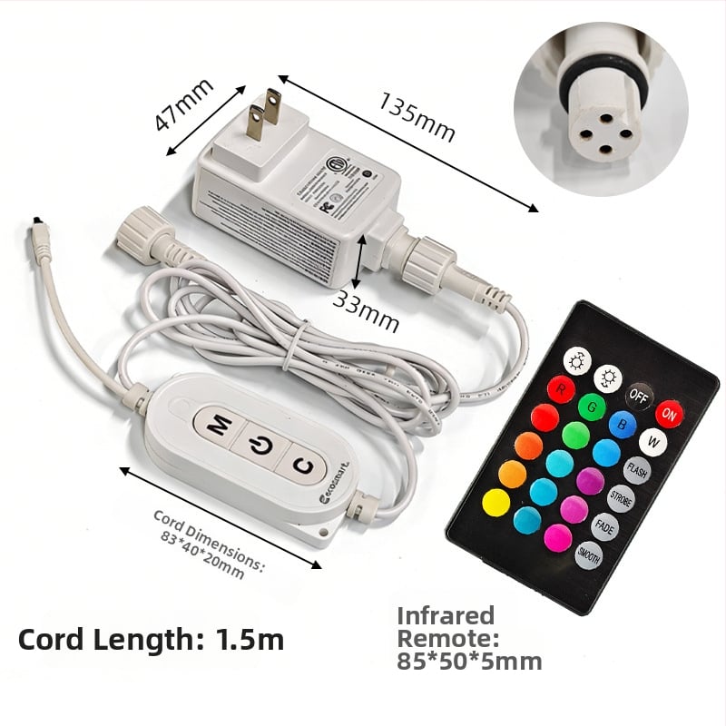 RGB LED кръгла водопроводна тръба осветителна лента с RGB контролер и инфрачервено дистанционно управление