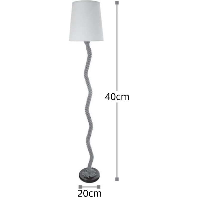 Američka retro podna lampa od konopnog užeta, ručno izrađena, s platnenim sjenilom za kućnu dekoraciju