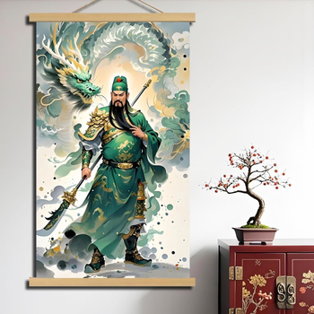 Guan Yu és Guan Di portréja – A Bőség Istene, Falikép a hallba és a nappaliba, etnikus stílus
