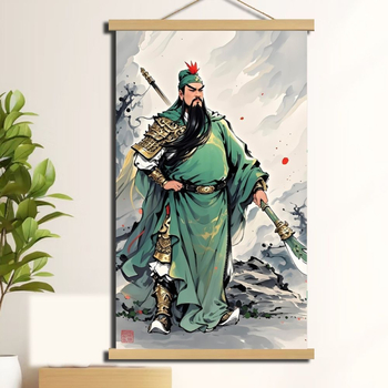 Guan Yu és Guan Di portréja – A Bőség Istene, Falikép a hallba és a nappaliba, etnikus stílus