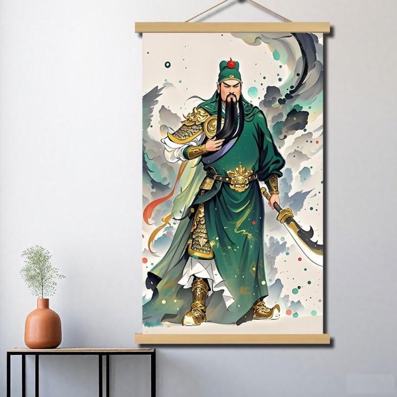 Guan Yu és Guan Di portréja – A Bőség Istene, Falikép a hallba és a nappaliba, etnikus stílus