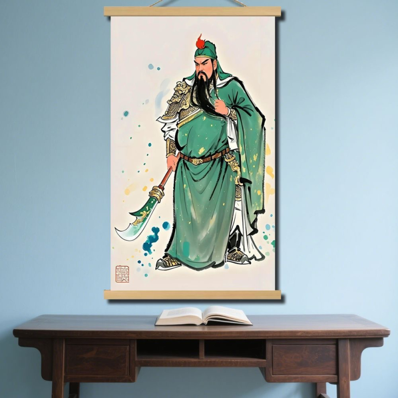Guan Yu és Guan Di portréja – A Bőség Istene, Falikép a hallba és a nappaliba, etnikus stílus