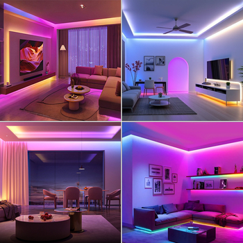 5 mm széles COB RGB LED-szalag, 576 LED/m, 12V, 14W/m, dimmelhető, távirányítóval, beltéri világítás