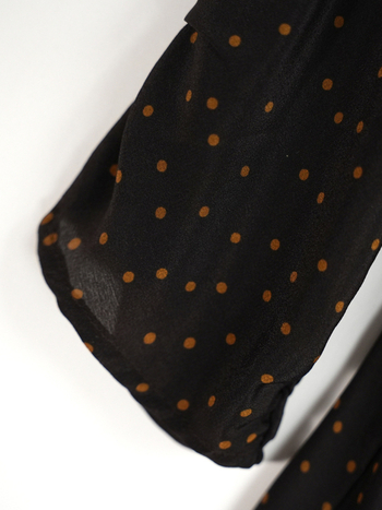 100% mulberry selyem, kétszeresen szőtt, vintage pöttyös ruha, karcsúsított derékkal
