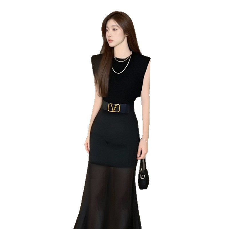 Elegantna midi haljina od šifona s remenom u struku, božanstven stil, riblji rep, ljeto 2026