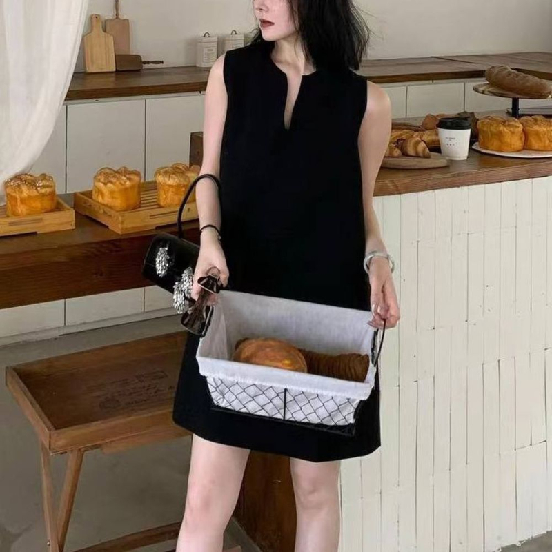 Francia Hepburn-stílusú elegáns slip ruha nőknek, fekete, midi hosszú, poliészter