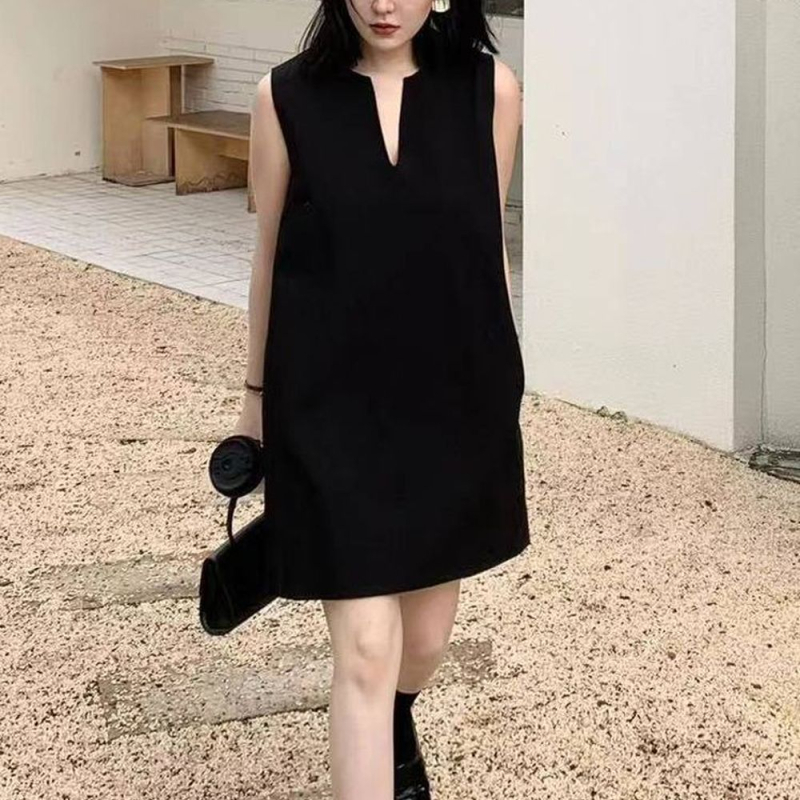 Francia Hepburn-stílusú elegáns slip ruha nőknek, fekete, midi hosszú, poliészter