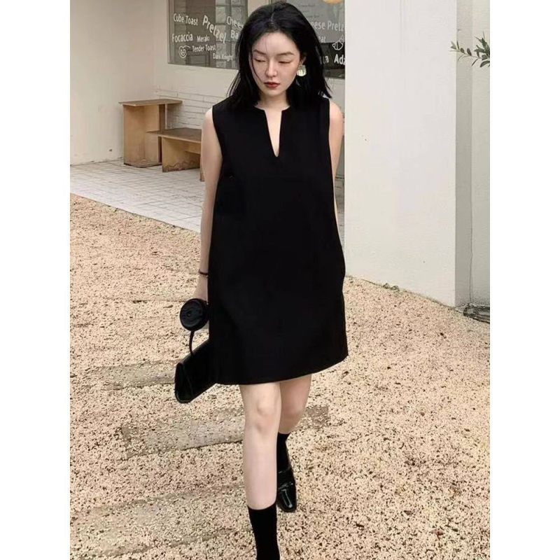 Francia Hepburn-stílusú elegáns slip ruha nőknek, fekete, midi hosszú, poliészter