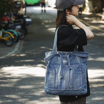 Nova denim torba preko ramena za studentice, velika zapremina, retro Ruiying japanskog stila platnena torba za gradski prijevoz