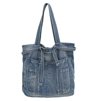 Nova denim torba preko ramena za studentice, velika zapremina, retro Ruiying japanskog stila platnena torba za gradski prijevoz