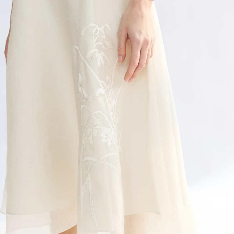 Lanting Xu Lang sorozat Jacquard hosszú ruha kínai stílusban, raktáron, 2026 nyara, elegáns női ruha