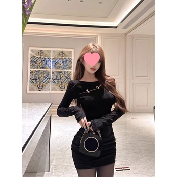 Ženska haljina s mašnicom i prorezima, dugi rukavi, jesen-zima, obostrano nošiva, uska silueta, kratka plisirana bodycon haljina