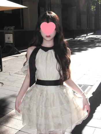 Rochie halter în stil Miu pentru femei, vară, lux cu dantelă la margine, rochie pufoasă tip cake pentru siluete mici