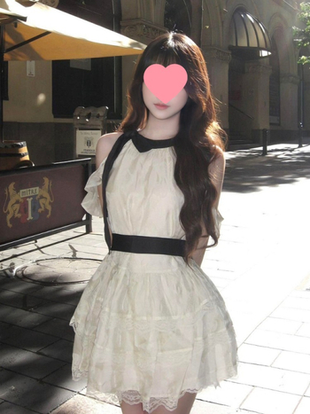 Rochie halter în stil Miu pentru femei, vară, lux cu dantelă la margine, rochie pufoasă tip cake pentru siluete mici