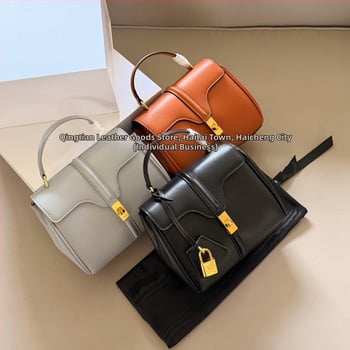 Geantă din piele naturală Arc de Triomphe Mini – geantă mică pentru umăr și crossbody, finisaj satin