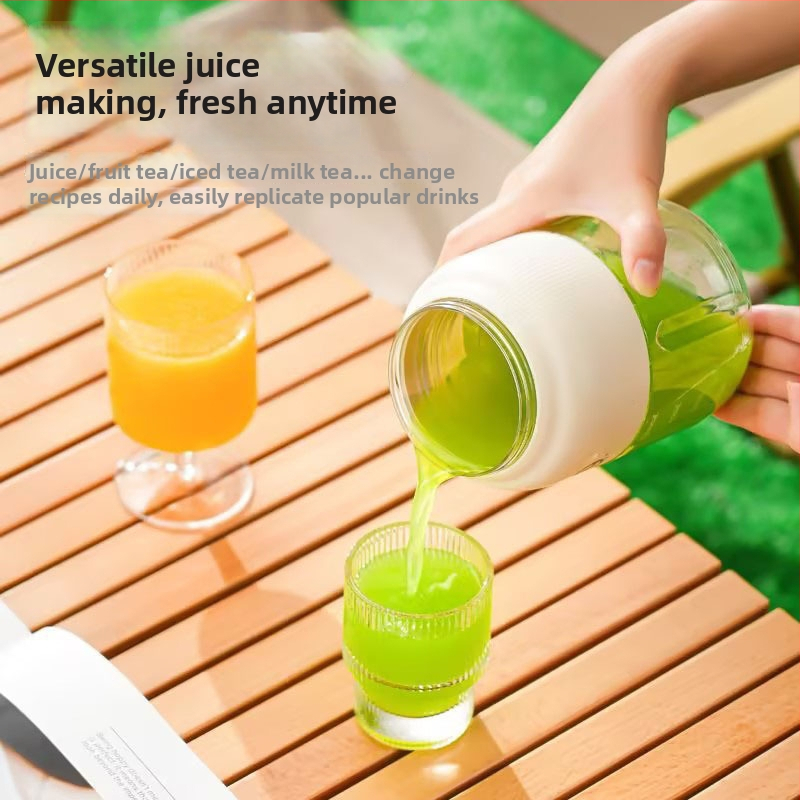 Recipient portabil de sucuri, reîncărcabil, cu capac dublu, pentru fructe și legume, capacitate 1,0–1,5 L.