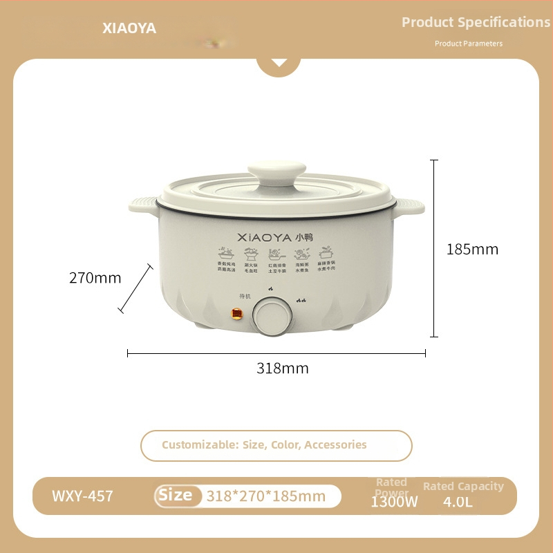 Wok electric antiaderent și oală electrică, toate într-unul, capacitate mare 4–5 L pentru abur, fierbere și prăjire