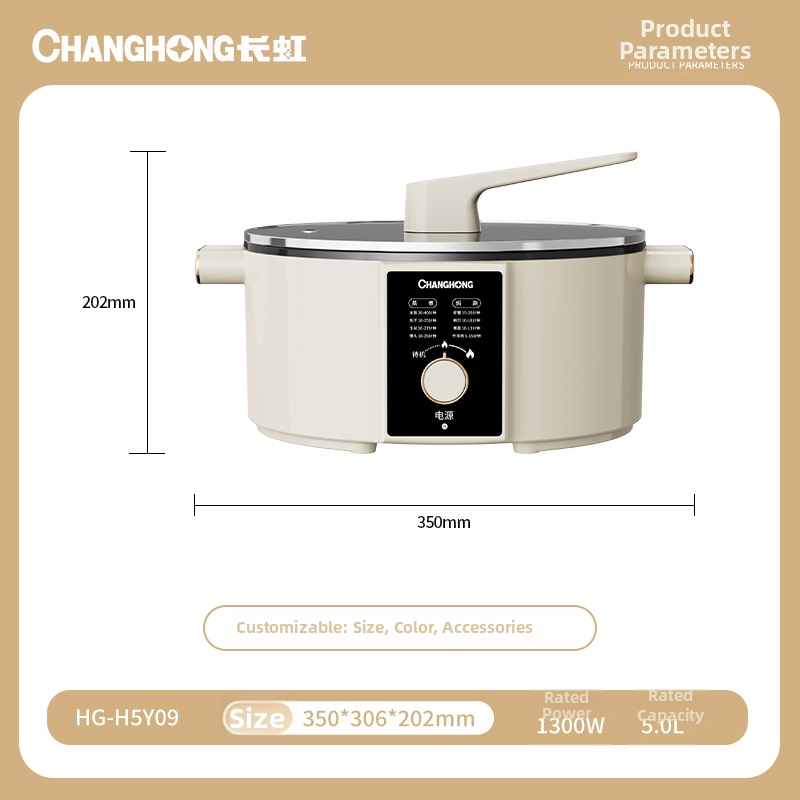 Wok electric antiaderent și oală electrică, toate într-unul, capacitate mare 4–5 L pentru abur, fierbere și prăjire