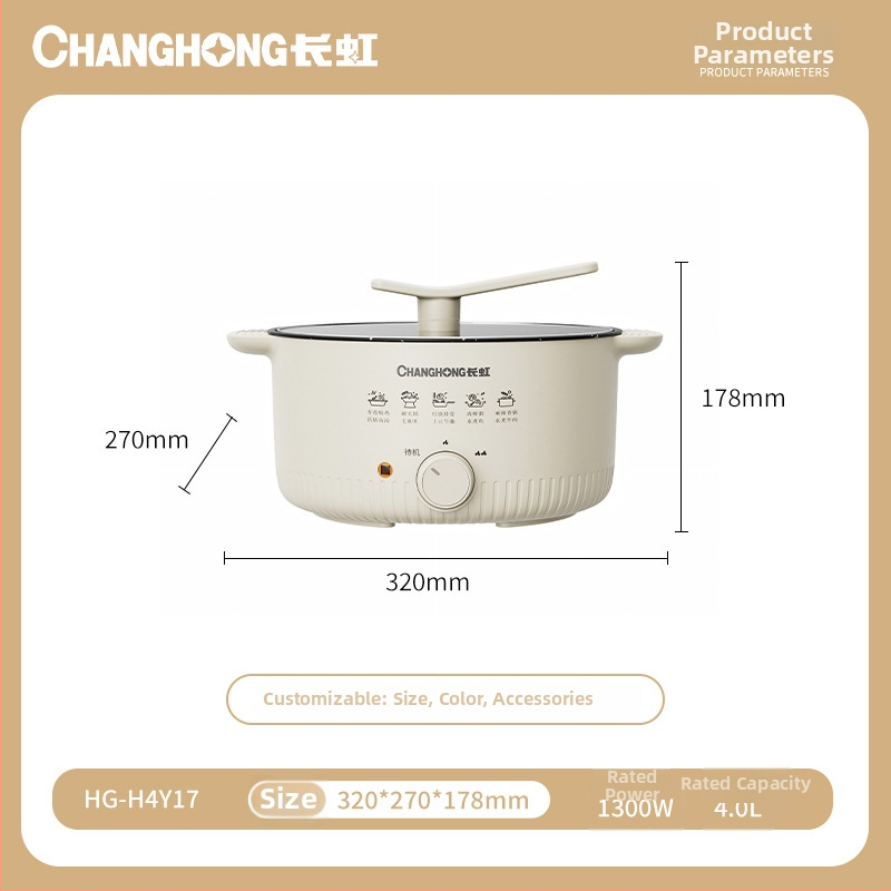 Wok electric antiaderent și oală electrică, toate într-unul, capacitate mare 4–5 L pentru abur, fierbere și prăjire