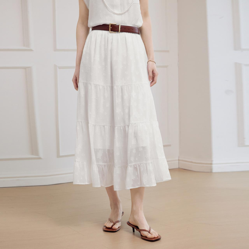 Yi Style finom jacquard chiffon felső és elegáns sütemény-stílusú ruha nőknek, két darabos készlet nyár 2026