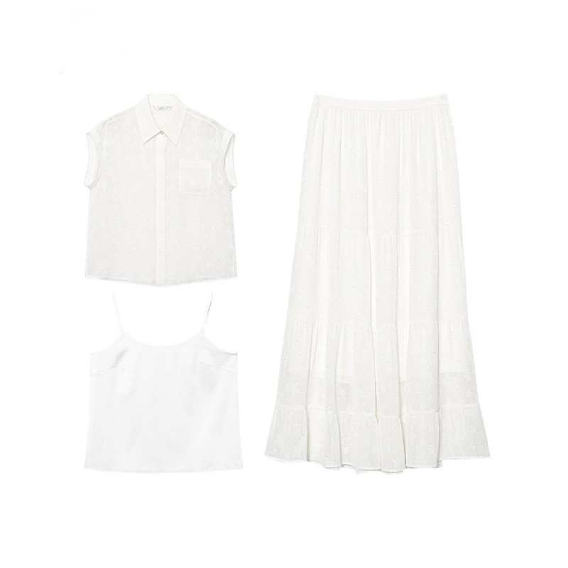 Yi Style finom jacquard chiffon felső és elegáns sütemény-stílusú ruha nőknek, két darabos készlet nyár 2026