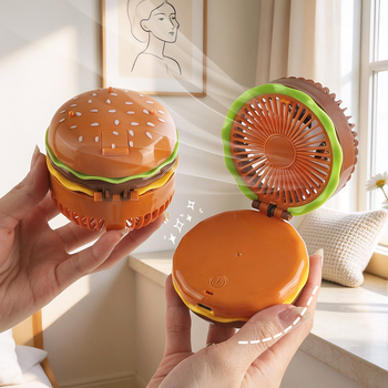 Hamburger formájú USB-töltésű mini kézi ventilátor irodai asztalra