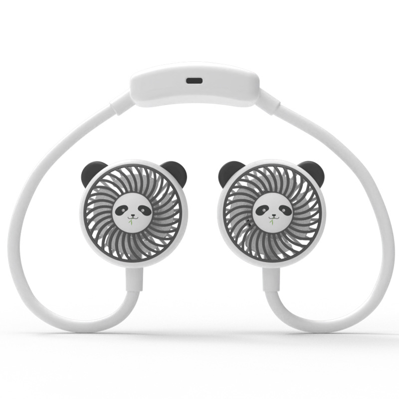 Nový kreslený ventilátor na krk, nabíjateľný cez USB, prenosný mini osobný ventilátor pre študentov a vonkajšie použitie