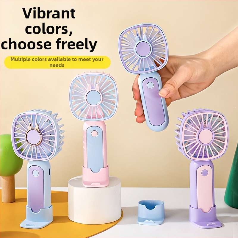 2026 USB nabíjateľný ručný ventilátor, mini prenosný stolový ventilátor so vstavanou batériou, 5 lopatiek, tichý pod 36 dB, 3 rýchlosti, hmotnosť 70 g, rozmery 15,8 × 7 × 5,8 cm, funkcia powerbanky