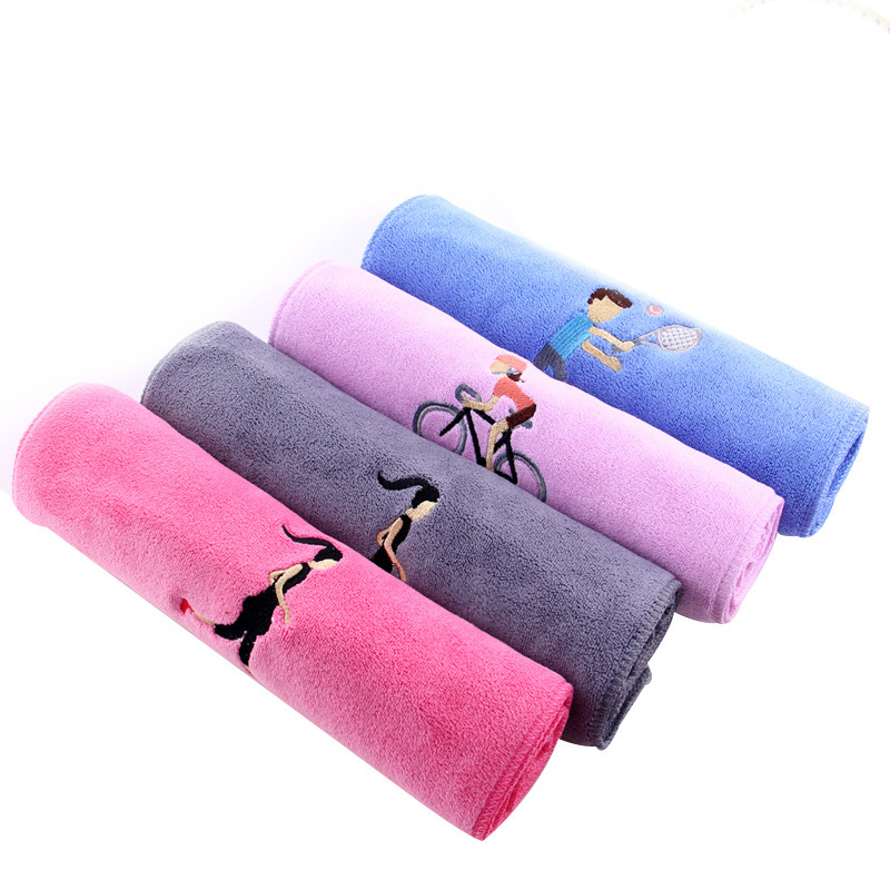 Vezeni mikrofiber sportski ručnik, 30 × 100 cm, brzo suši, upija znoj, za fitness, trčanje i aktivnosti na otvorenom