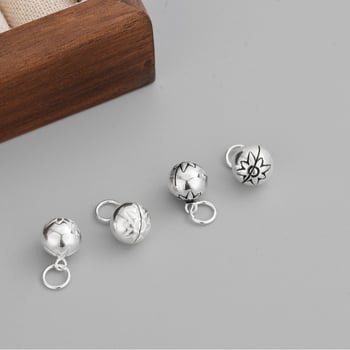 S925 sterling ezüst harang medál DIY ékszerekhez – gyöngyös charm és fonott zsinór