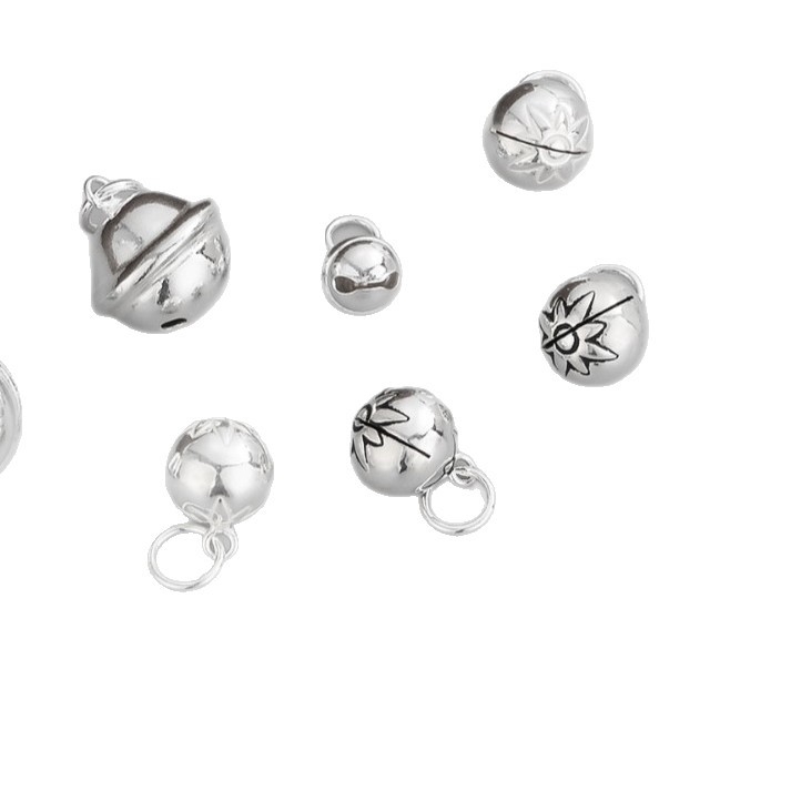S925 sterling ezüst harang medál DIY ékszerekhez – gyöngyös charm és fonott zsinór