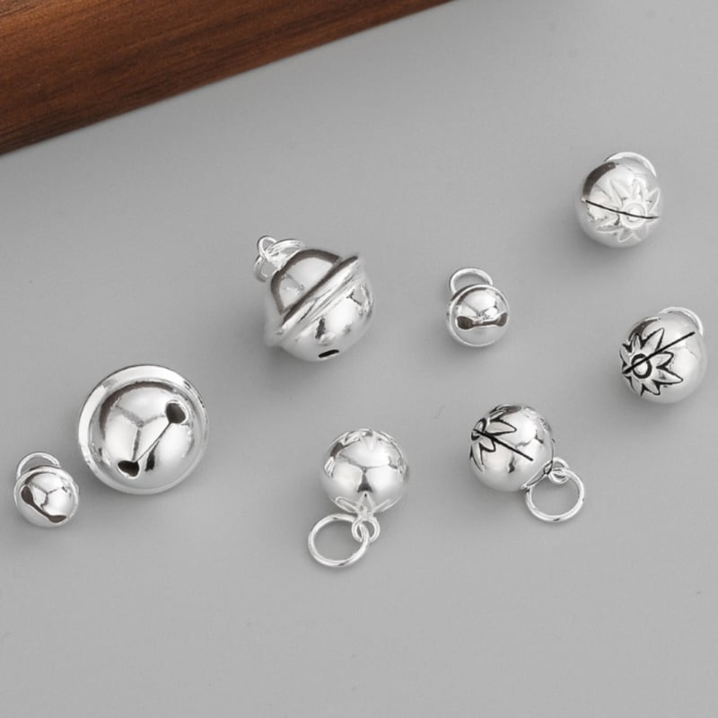 S925 sterling ezüst harang medál DIY ékszerekhez – gyöngyös charm és fonott zsinór