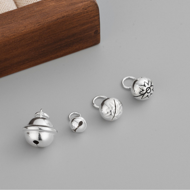 S925 sterling ezüst harang medál DIY ékszerekhez – gyöngyös charm és fonott zsinór