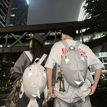 Ruksak s karikaturnim morskim psom u japanskom stilu, unisex, 2025 novi model, sladak i duhovit, velik kapacitet za školu i putovanja, može nositi 14-inčni laptop