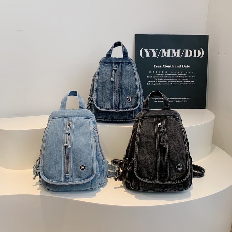 Női retro mosott denim hátizsák, többfunkciós crossbody táska, utazótáska 2026