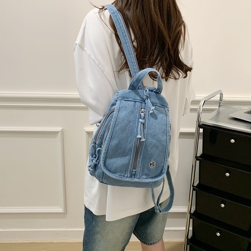 Női retro mosott denim hátizsák, többfunkciós crossbody táska, utazótáska 2026