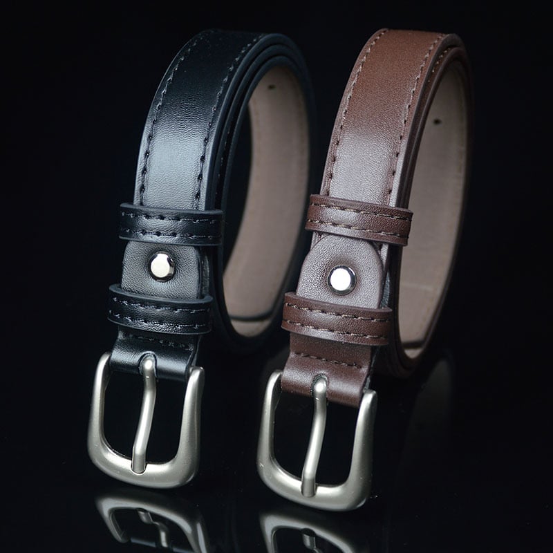 Centură pentru femei din piele sintetică, neagră, vară, design simplu și modern, cataramă cu știft, lățime 2,3 cm, potrivită pentru costum și blugi