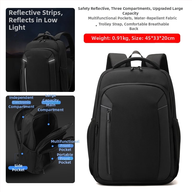 Rucsac din nylon impermeabil pentru afaceri, port USB, capacitate 20–35 L, potrivit pentru laptop de 15 inch
