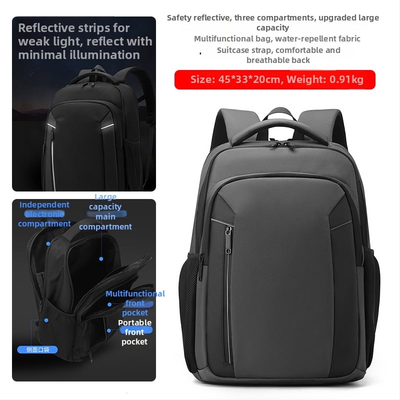 Rucsac din nylon impermeabil pentru afaceri, port USB, capacitate 20–35 L, potrivit pentru laptop de 15 inch