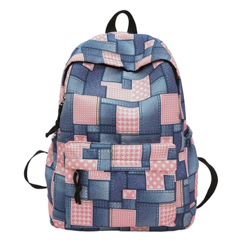 Uniszex denim graffiti hátizsák, 20–35 L, nagy kapacitás mindennapi és iskolai használatra, 16 hüvelykes laptophoz illeszkedik